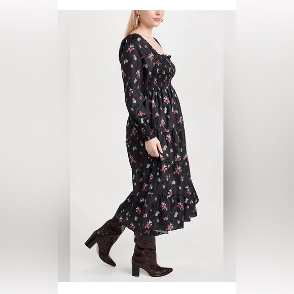 Hill House Black Floral Women’s off the shoulder Dress - Picture 4 of 7